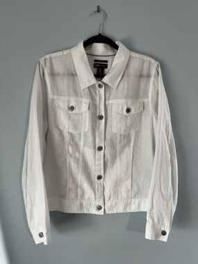 Jones New York White 100% Linen Lightweight Jacket, Large